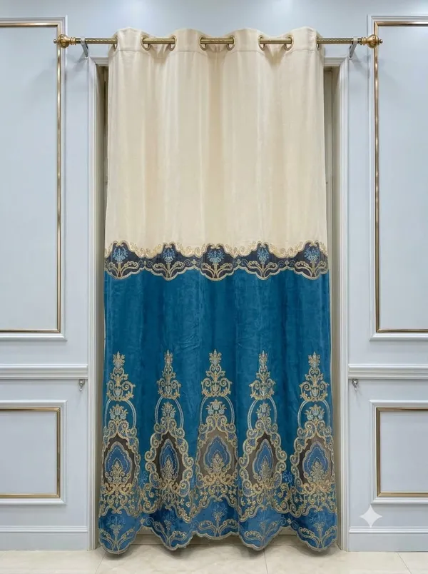 Blue_And_Cream_Ornate_Pattern_Eyelet_Curtain