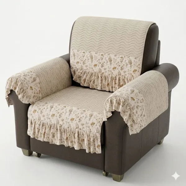 Beige_Velvet_Quilted_Floral_Sofa_Recliner_Cover