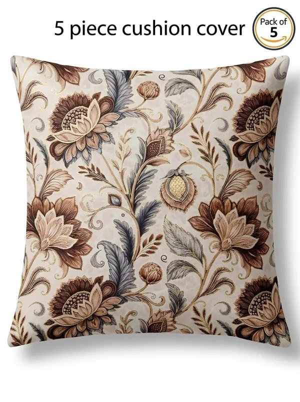 Fabric_Floral_Print_5_Piece_Cushion_Cover_Set