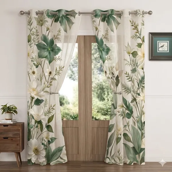 Botanical_Floral_Print_Grommet_Curtain_Panels