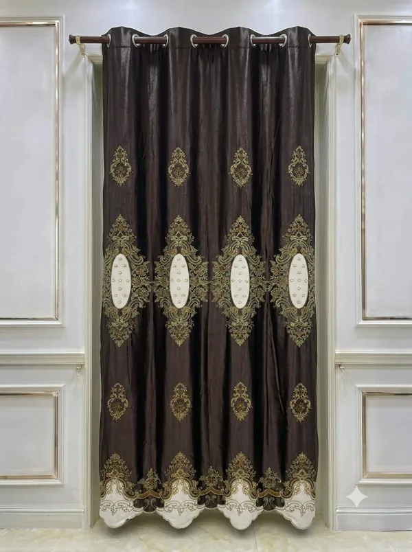 Brown_Embroidered_Pattern_Curtain