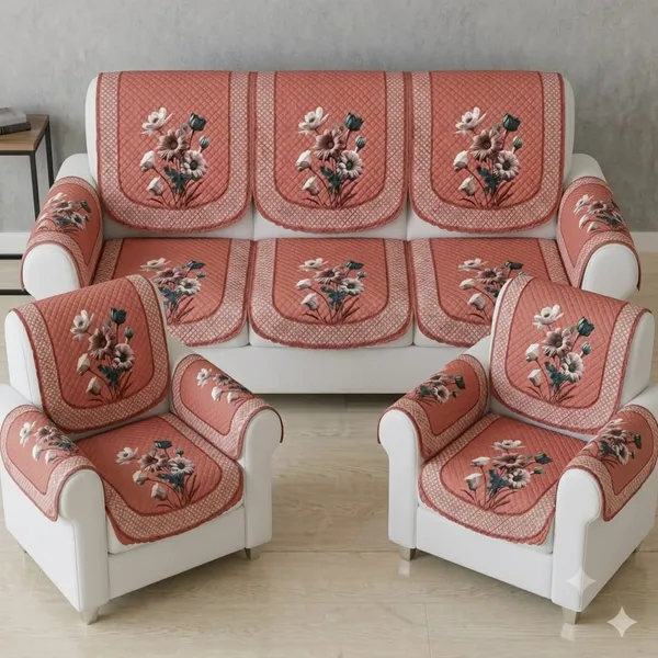 PRINTED_ZINNIA_PINK-5SEATER3+1+1-16PC
