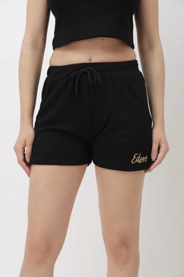 Noa_Black_Ribbed_Shorts