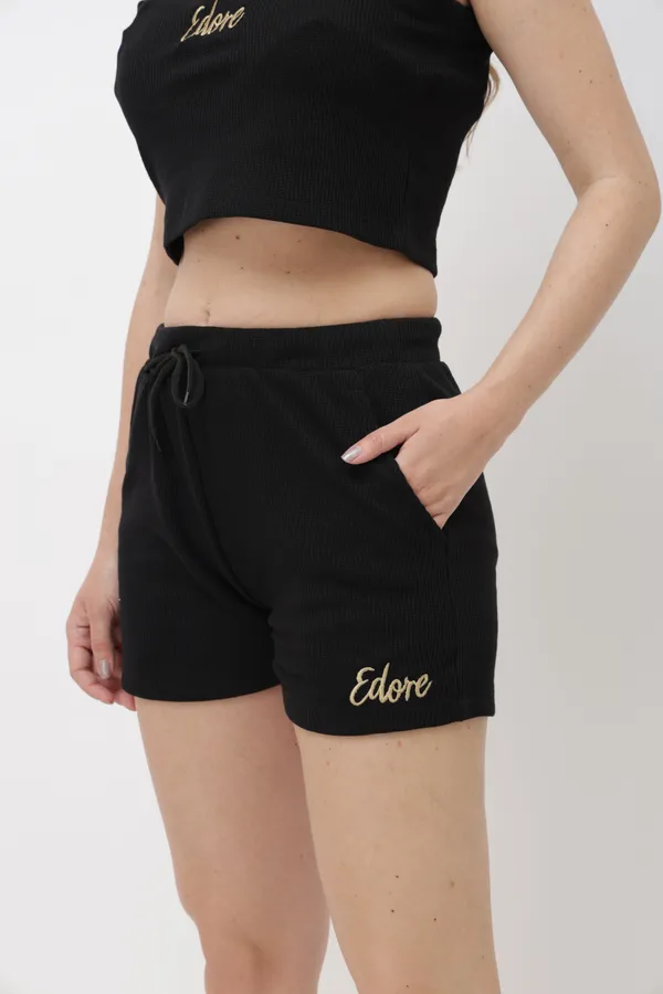 Noa_Black_Ribbed_Shorts