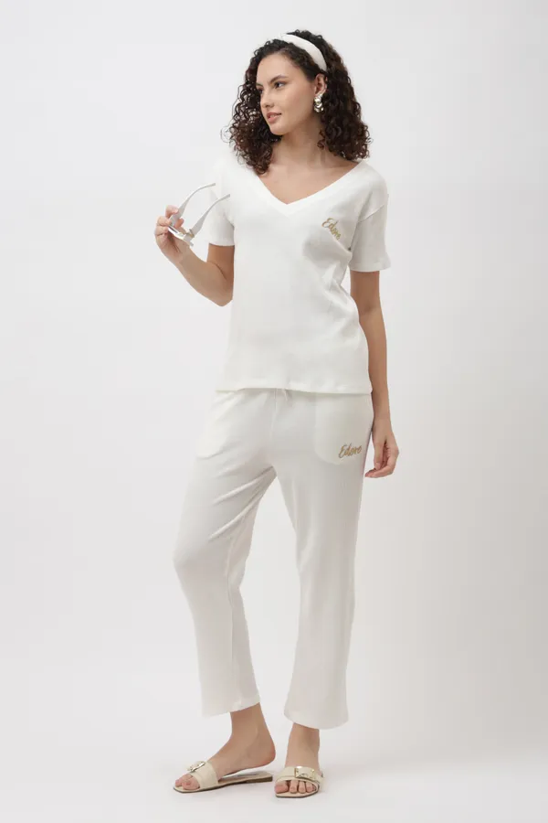 Rynel_White_Ribbed_V_Neck_T_Shirt