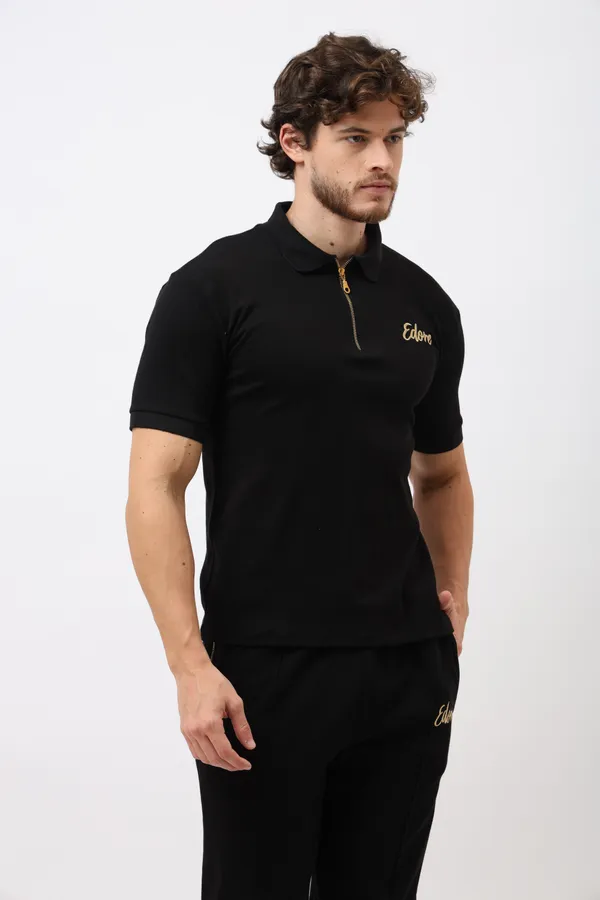 Calder_Men_S_Black_Half_Zip_Polo_T_Shirt