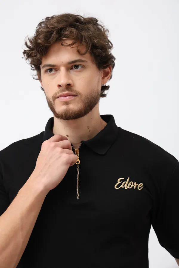 Calder_Men_S_Black_Half_Zip_Polo_T_Shirt