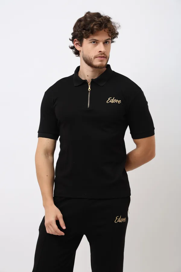 Calder_Men_S_Black_Half_Zip_Polo_T_Shirt