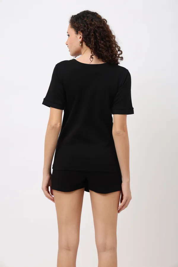 Darin_Black_Folded_Sleeve_T_Shirt