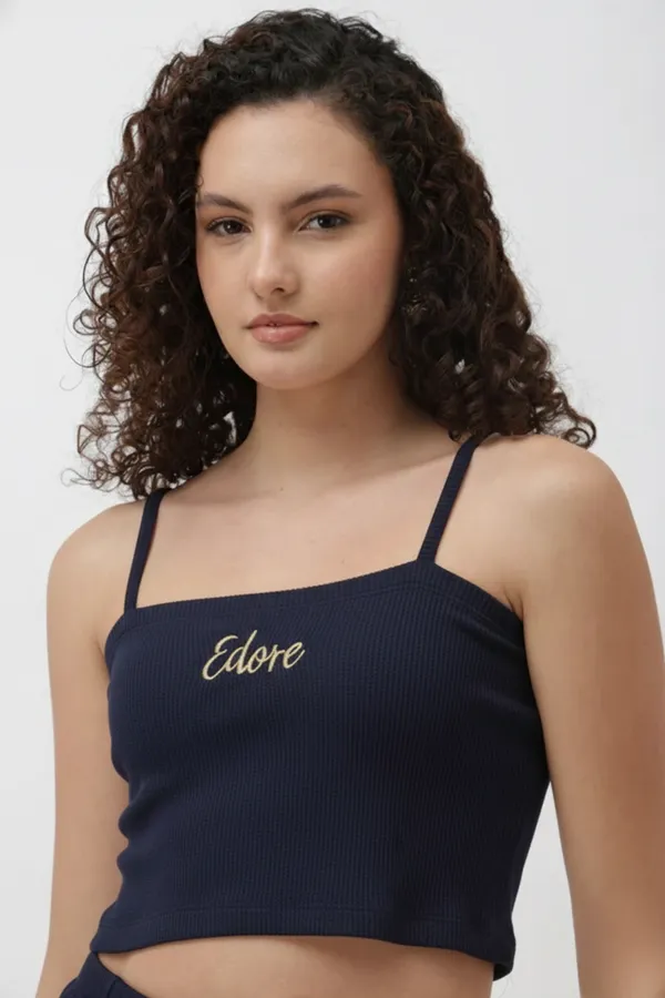 Lior_Navy_Blue_Ribbed_Cami_Crop_Top