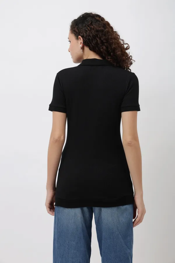 Calder_Women_S_Black_Half_Zip_Polo_T_Shirt