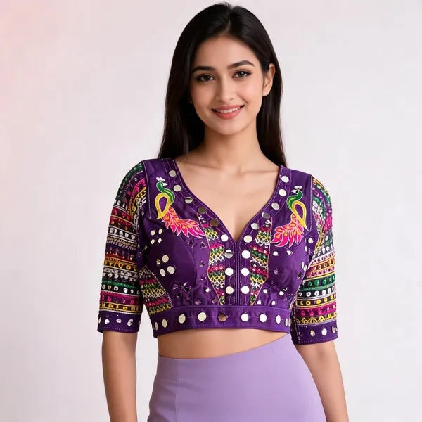 Purple_Roman_Silk_Embroidered_Peacock_Mirror_Work_Blouse_For_Women