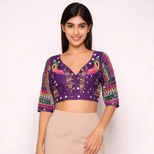Purple_Roman_Silk_Embroidered_Peacock_Mirror_Work_Blouse_For_Women