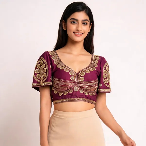 Purple_Khadi_Cotton_Embroidered_Sequin_Ethnic_Blouse_For_Women