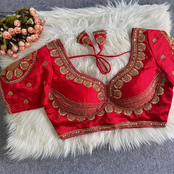 Red_Khadi_Cotton_Gold_Embroidered_Ethnic_Blouse_For_Women