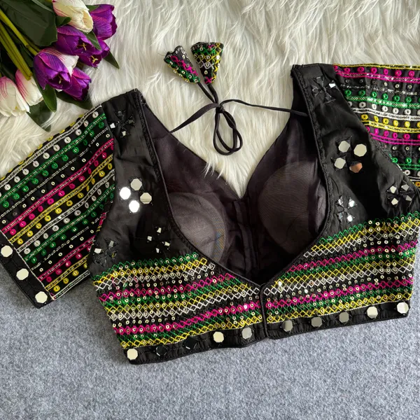 Black_Khadi_Cotton_Embroidered_Mirror_Work_Choli_Blouse_For_Women