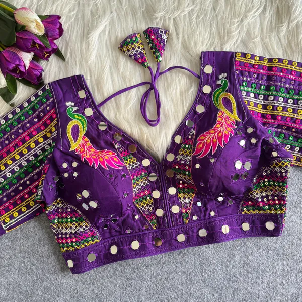 Purple_Roman_Silk_Embroidered_Peacock_Mirror_Work_Blouse_For_Women