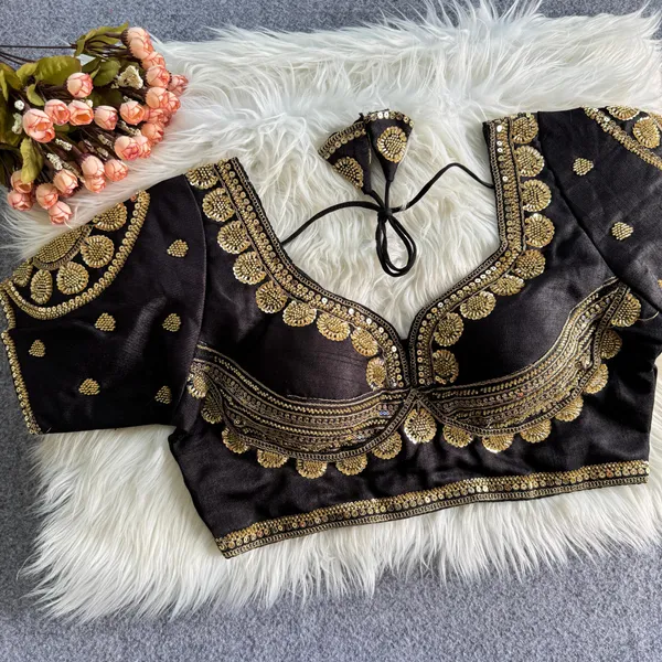 Black_Khadi_Cotton_Gold_Embroidered_Blouse_For_Women