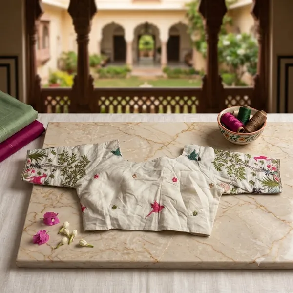 Ivory_Khadi_Cotton_Hand_Embroidered_Pichwai_Folk_Art_Blouse_For_Women