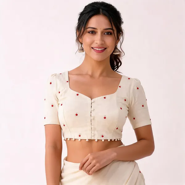 Cream_Khadi_Cotton_Red_Embroidered_Square_Neck_Blouse_For_Women