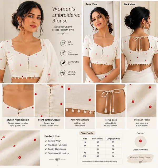 Cream_Khadi_Cotton_Red_Embroidered_Square_Neck_Blouse_For_Women