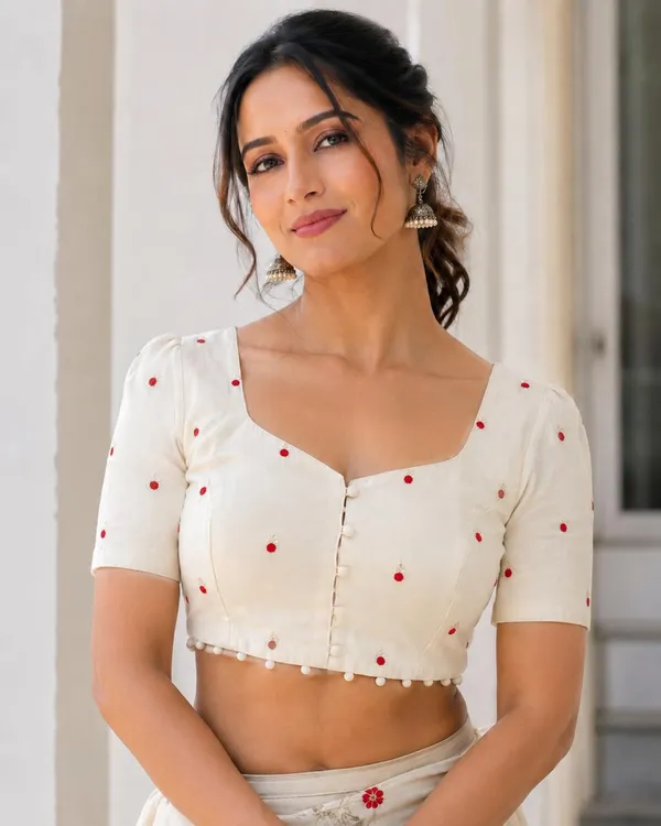 Cream_Khadi_Cotton_Red_Embroidered_Square_Neck_Blouse_For_Women