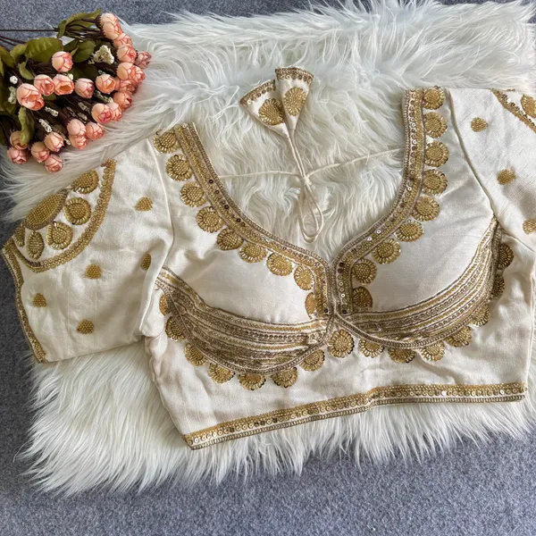 White_Khadi_Cotton_Gold_Embroidered_Blouse_For_Women