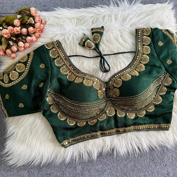 Green_Khadi_Cotton_Gold_Embroidered_Blouse_For_Women