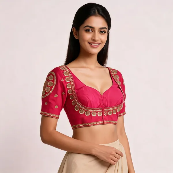 Pink_Khadi_Cotton_Embroidered_Sweetheart_Blouse_For_Women