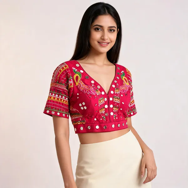 Pink_Khadi_Cotton_Embroidered_Mirror_Work_Ethnic_Blouse_For_Women