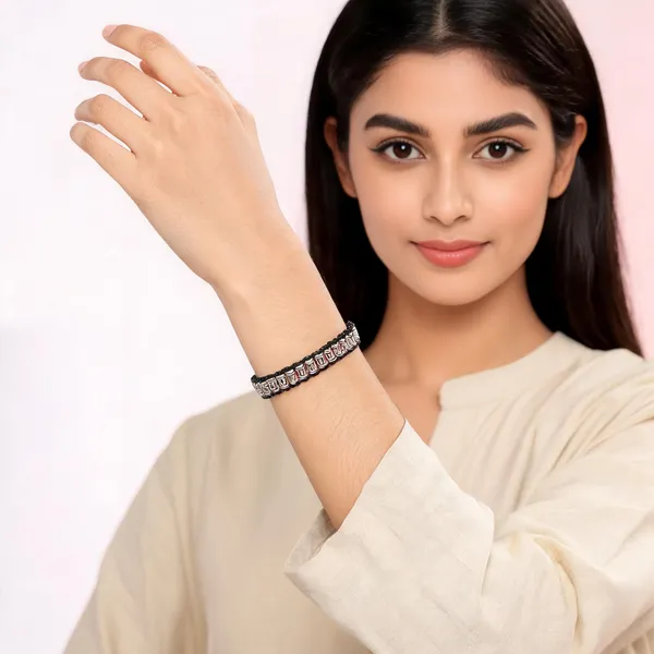 Black_Braided_Embellished_Bracelet_For_Women