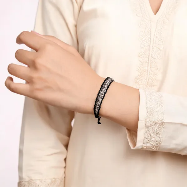 Black_Braided_Embellished_Bracelet_For_Women