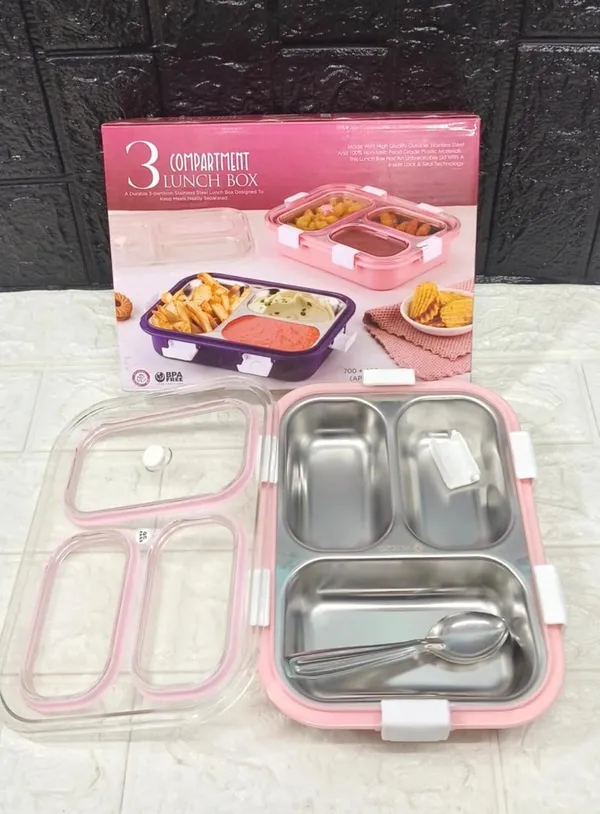 Pink_Steel_3_Compartment_Lunch_Box