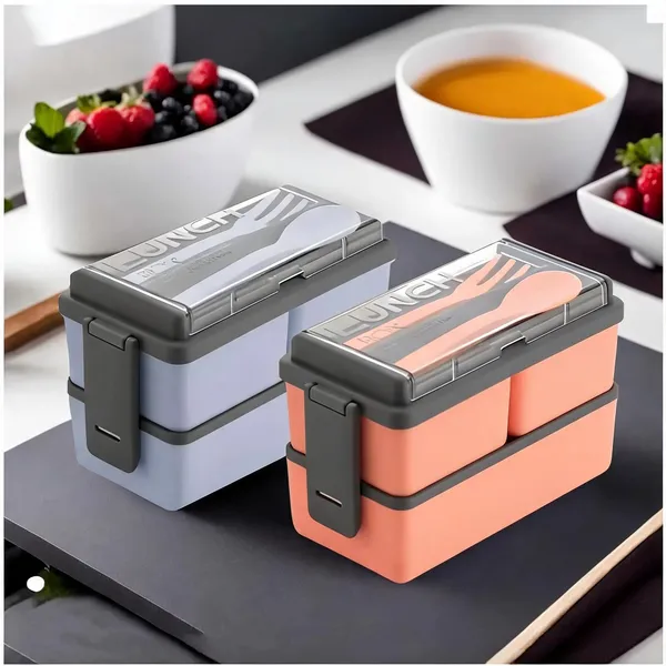 Blue_And_Orange_Plastic_Two_Tier_Lunch_Box_With_Cutlery_Pack_Of_2