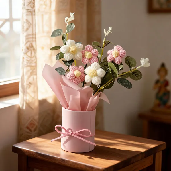 Pink_Plastic_Artificial_Flower_Bouquet