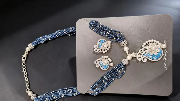 White_925_Silver_Necklace_And_Earrings_Set_For_Jewellery
