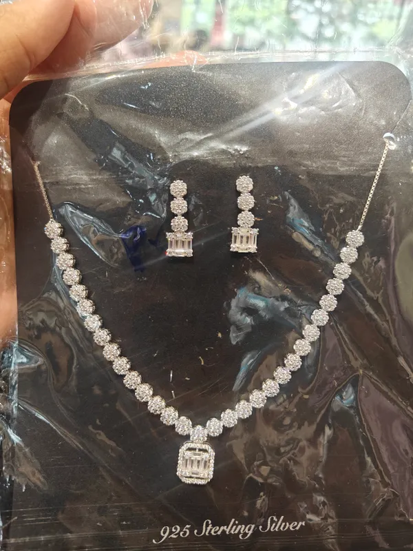 White_925_Silver_Necklace_And_Earrings_Set_For_Jewellery