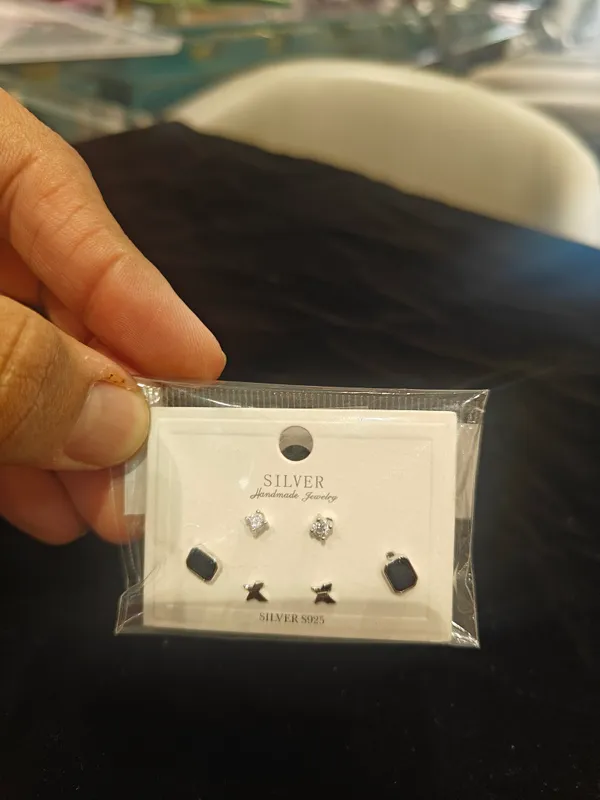 White_925_Silver_Stud_Earrings_Set_For_Jewellery
