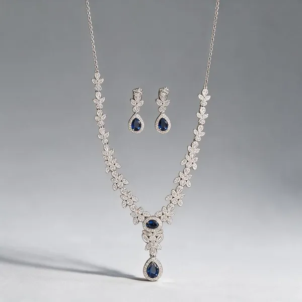 White_925_Silver_Necklace_And_Earrings_Jewellery_Set_For_Jewellery