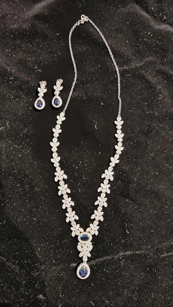 White_925_Silver_Necklace_And_Earrings_Jewellery_Set_For_Jewellery