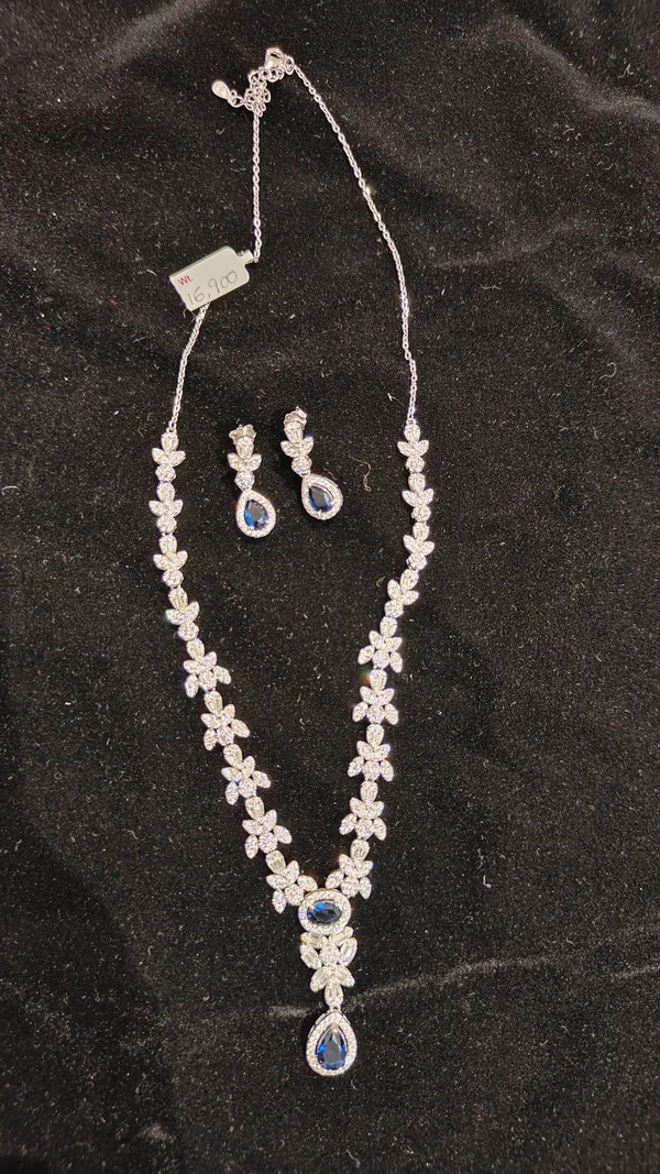 White_925_Silver_Necklace_And_Earrings_Jewellery_Set_For_Jewellery