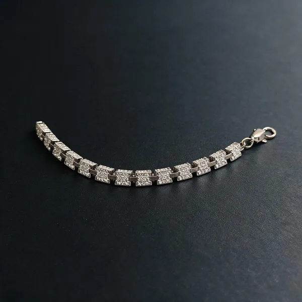 White_925_Silver_Link_Bracelet_For_Jewellery