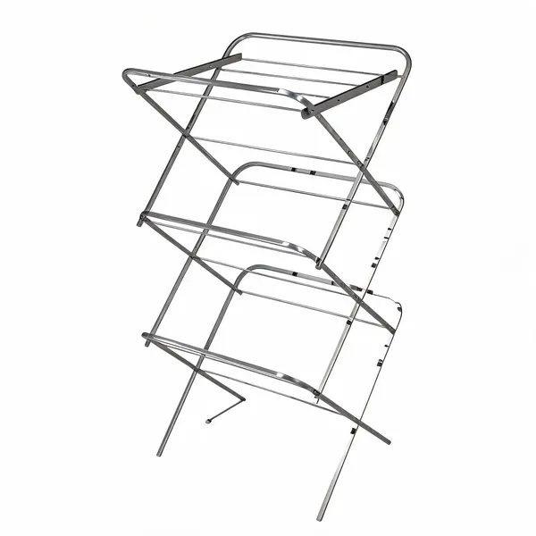 Grey_stainless_steel_Folding_3-Tier_Clothes_Drying_Rack