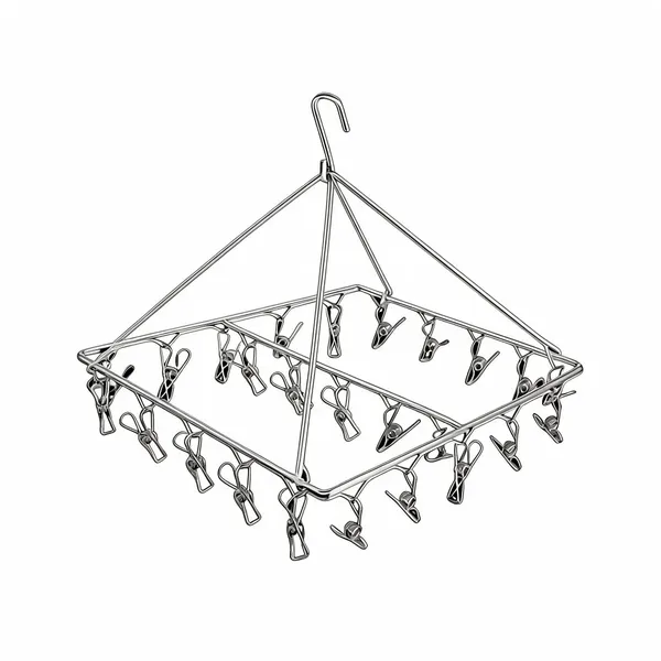 Silver_stainless_steel_Hanging_Clothes_Drying_Rack_With_Clips