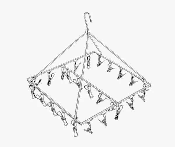 Silver_stainless_steel_Hanging_Clothes_Drying_Rack_With_Clips