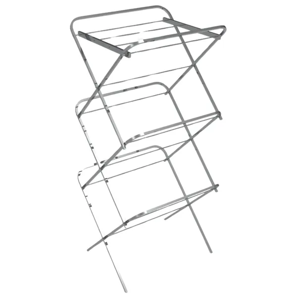 Grey_stainless_steel_Folding_3-Tier_Clothes_Drying_Rack