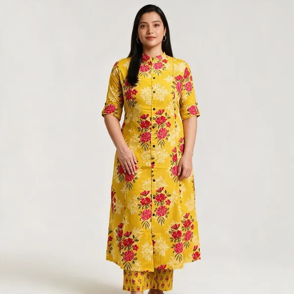 Yellow_Cotton_Kurta_Set_For_Women