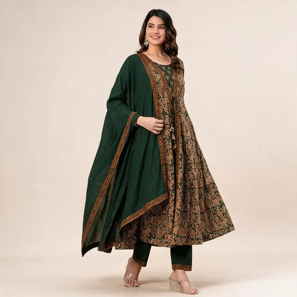Green_Cotton_Anarkali_Kurti_For_Women