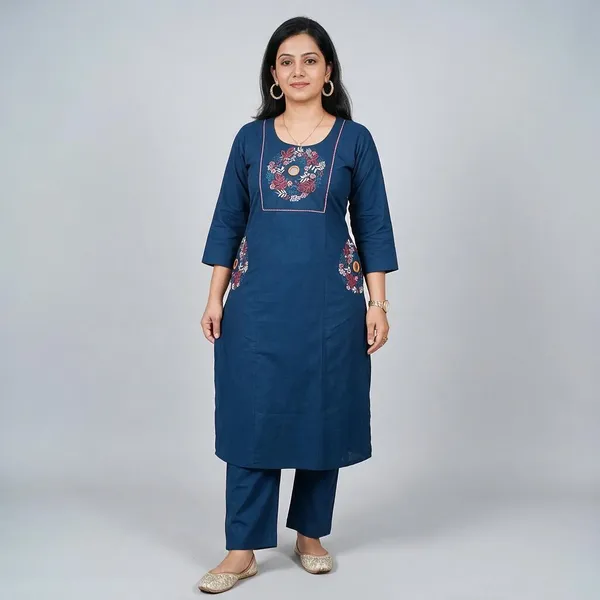 Navy_Blue_Premium_Cotton_Flex_Kurta_Set_For_Women
