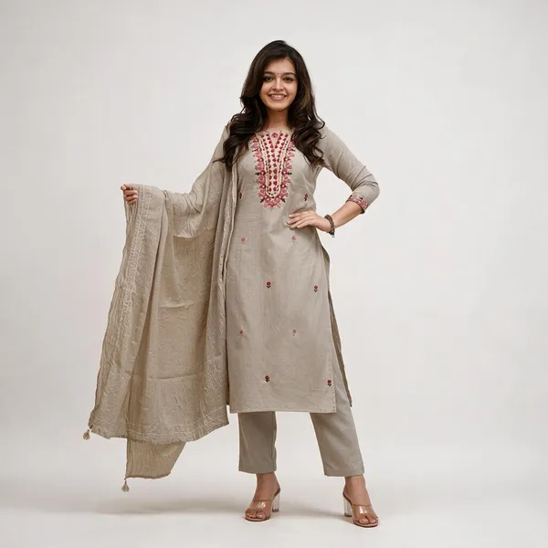 Grey_Pure_Cotton_Kurta_Set_For_Women